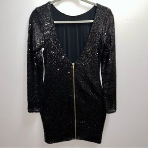 Dress the Population Lola Sequin Mini Cocktail Dress Medium